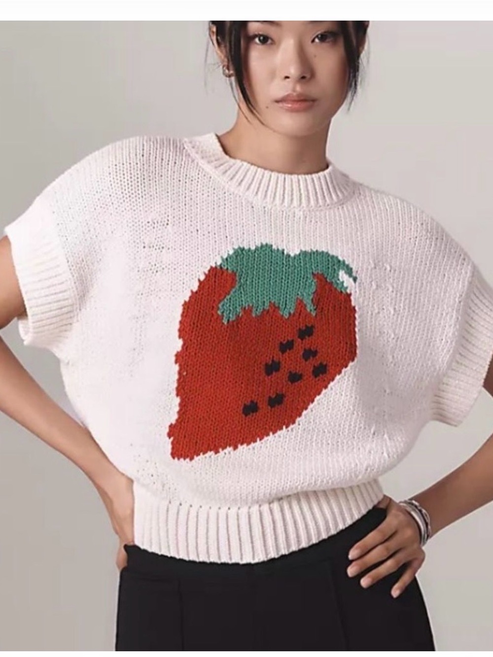 ANTHROPOLOGIE Maeve Strawberry Pippa Sweater